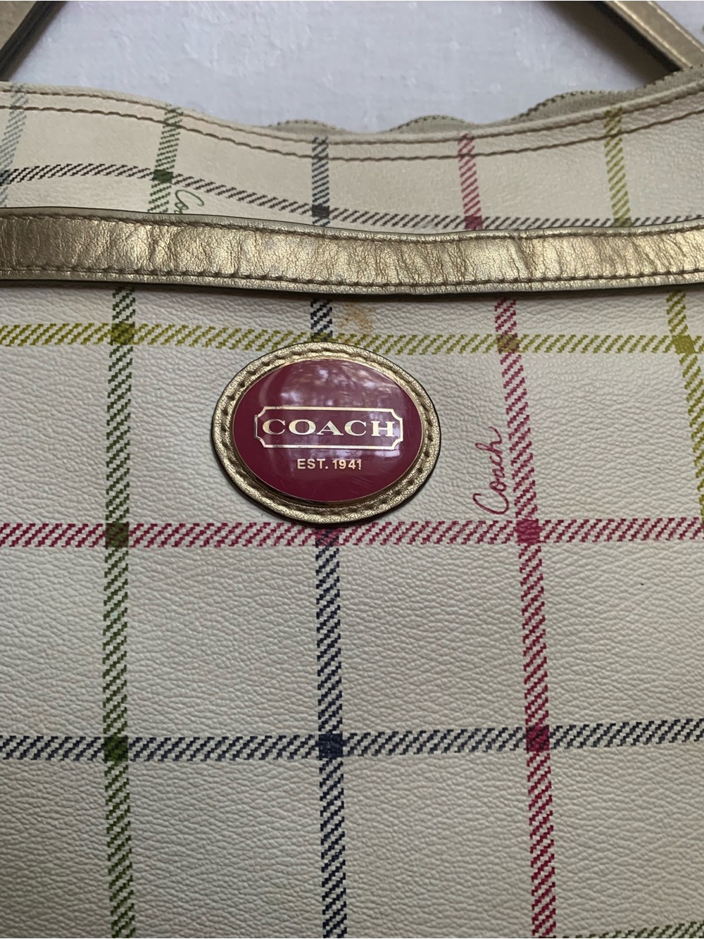 Coach Peyton Tattersall coated canvas slim bag - Picture 7 of 15